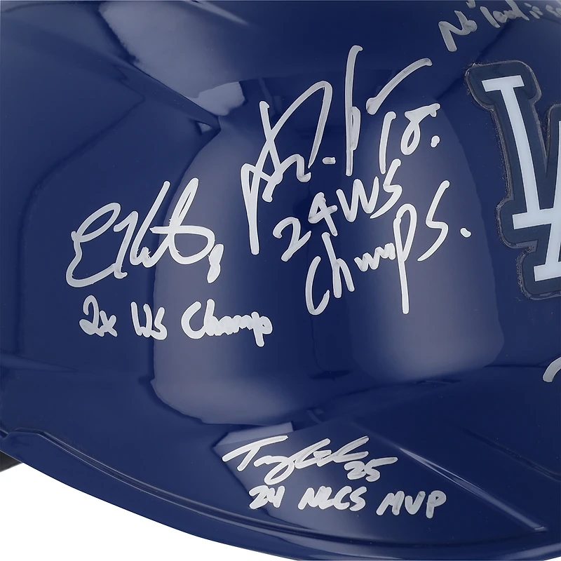 Los Angeles Dodgers Autographed 2024 World Series Champions Rawlings Replica Batting Helmet with 8 Signatures and Multiple Inscriptions - Limited Edition of 25