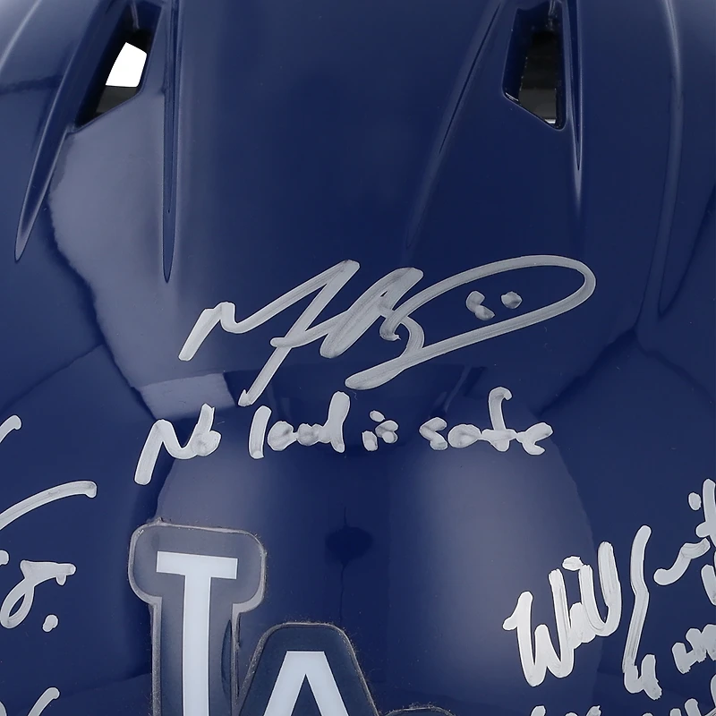 Los Angeles Dodgers Autographed 2024 World Series Champions Rawlings Replica Batting Helmet with 8 Signatures and Multiple Inscriptions - Limited Edition of 25