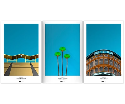 Ensemble d'affiches minimalistes 11 x 17 pouces des stades des Dodgers de Los Angeles