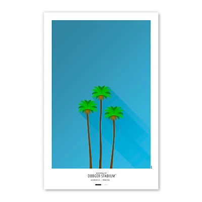 Los Angeles Dodgers Dodgers Dodger Stadium, affiche minimaliste de stade avec palmiers, 28 x 43 cm ( 11 x 17 pouces).