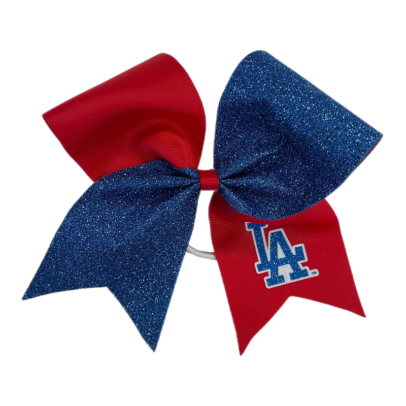 Los Angeles Dodgers Jumbo Glitter Bow with Ponytail Holder