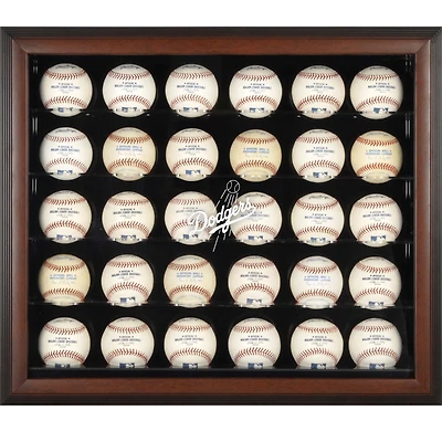 Vitrine de présentation encadrée marron avec logo des Dodgers de Los Angeles pour 30 boules