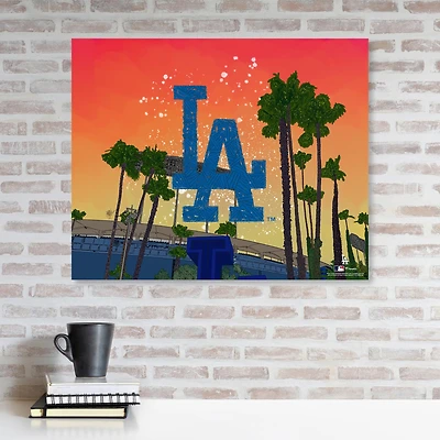 Impression giclée sur toile tendue 20" x 24" des Dodgers de Los Angeles - Conception de l'artiste Maz Adams