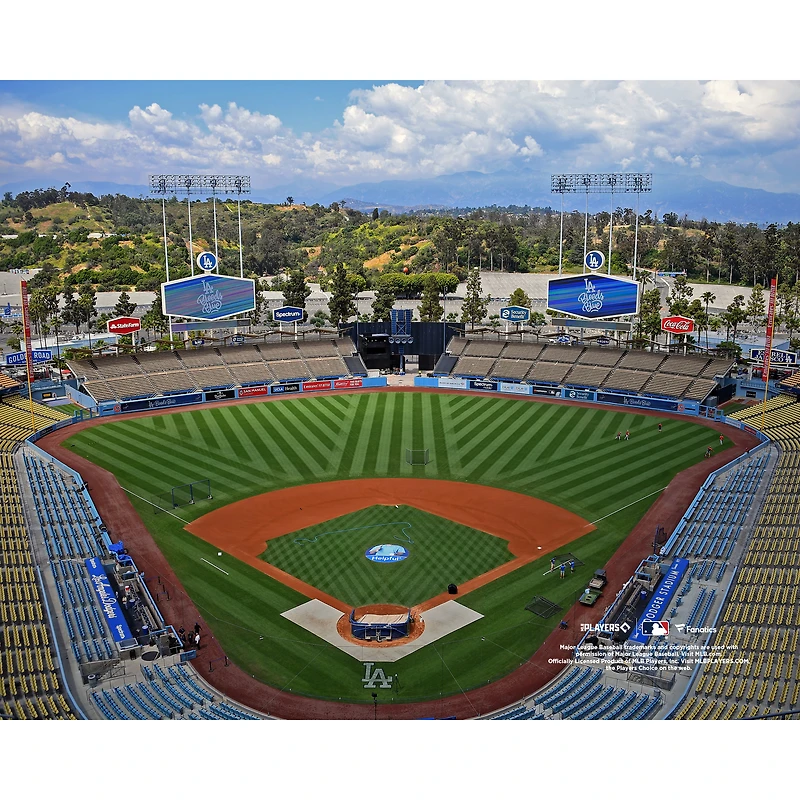 Photographie non signée du Dodger Stadium de Los Angeles, vue générale jour