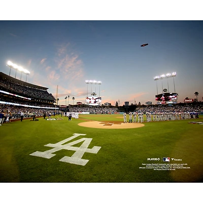 Photographie non signée du Dodger Stadium de Los Angeles au coucher soleil