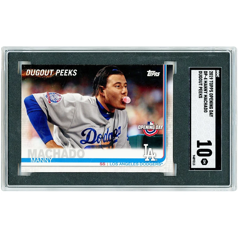 Manny Machado Los Angeles Dodgers 2019 Topps Opening Day Dugout Peeks #DP-4 SGC Authenticated 10 Card