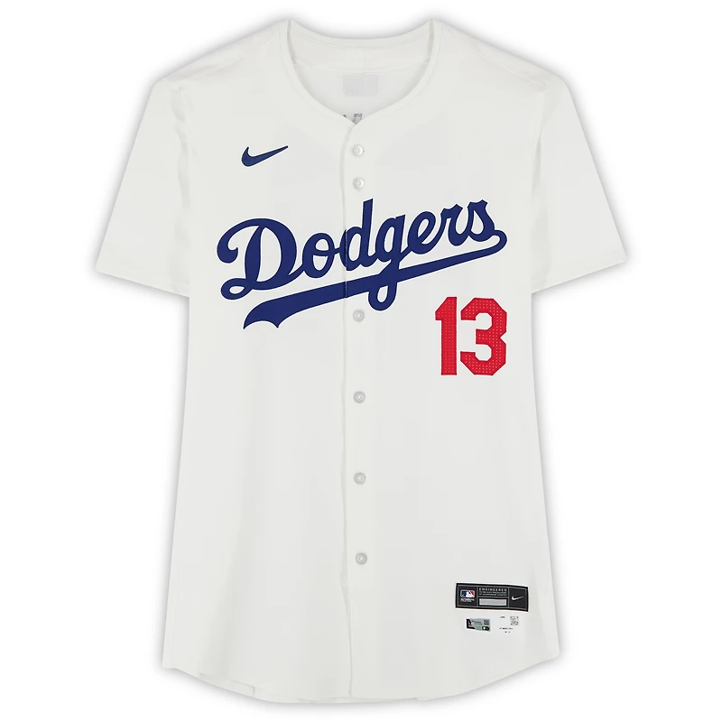 Max Muncy Los Angeles Dodgers Player-Issued #13 White Jersey from the 2024 MLB Season