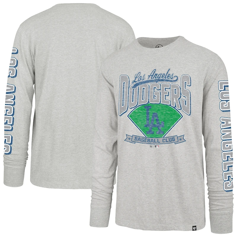 T-shirt à manches longues Franklin gris vieilli pour homme '47 Los Angeles Dodgers Big & Tall