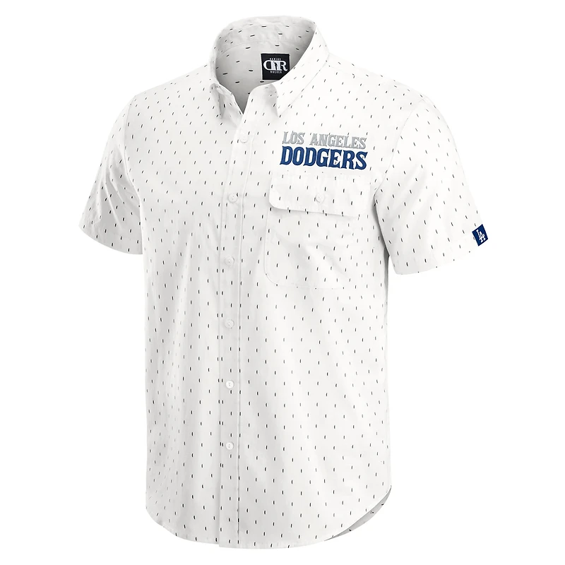 Men's Darius Rucker Collection by Fanatics  Cream Los Angeles Dodgers Printed Button-Down Shirt