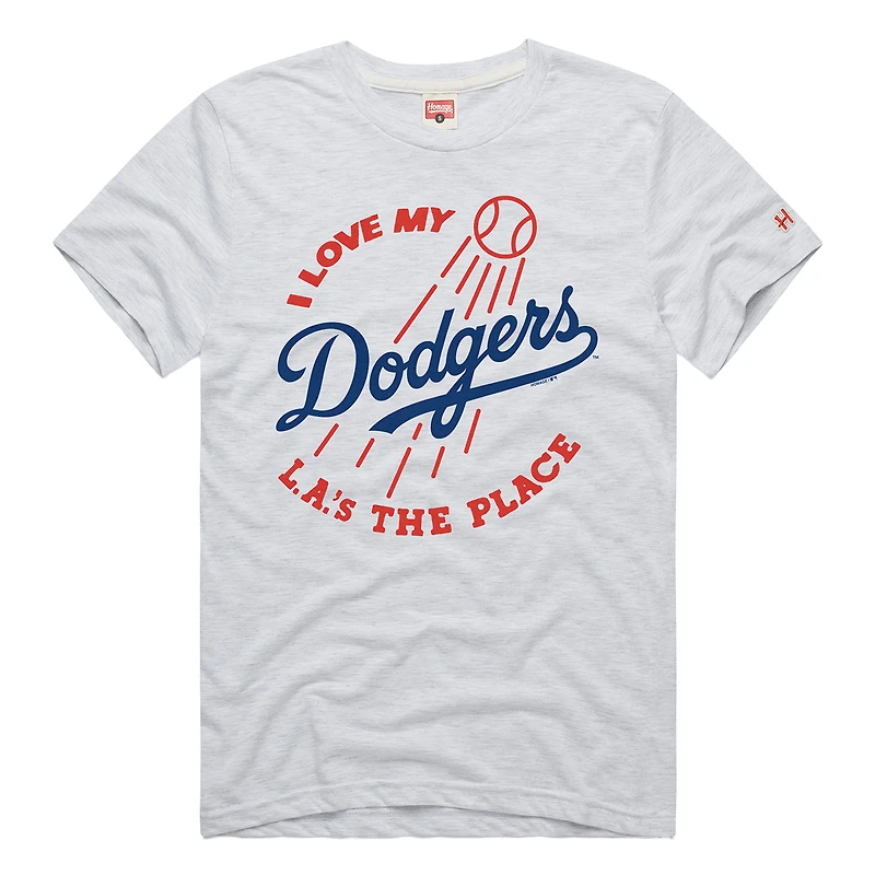 Men's Homage  Ash Los Angeles Dodgers Hyper Local Tri-Blend T-Shirt
