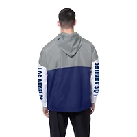 Coupe-vent à capuche entièrement zippé New Era bleu royal/gris des Los Angeles Dodgers pour homme