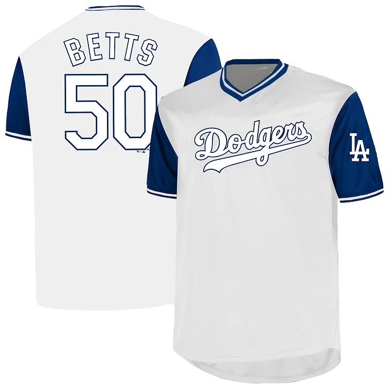 Men's Profile Mookie Betts White Los Angeles Dodgers Big & Tall Name Number Birdeye V-Neck T-Shirt