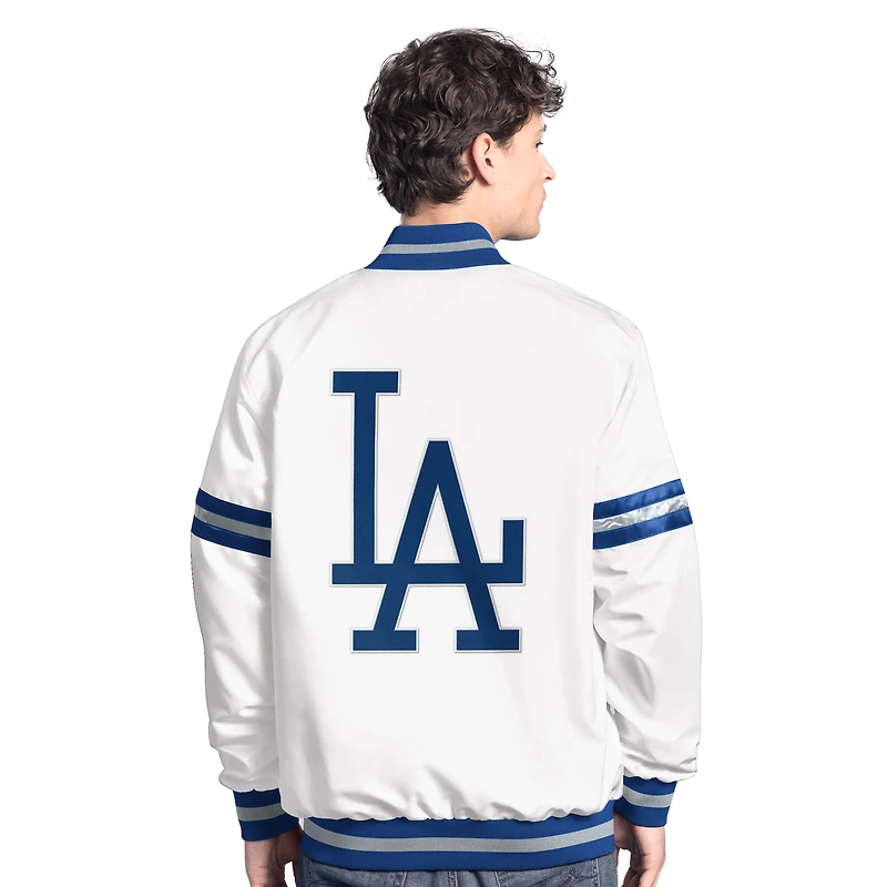 Men's Starter  White Los Angeles Dodgers Cooperstown Scout Full-Snap Varsity Jacket