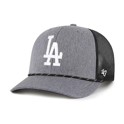 Men's '47 Charcoal Los Angeles Dodgers Carbon Rope Trucker Adjustable Hat