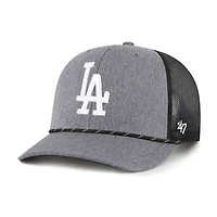 Men's '47 Charcoal Los Angeles Dodgers Carbon Rope Trucker Adjustable Hat