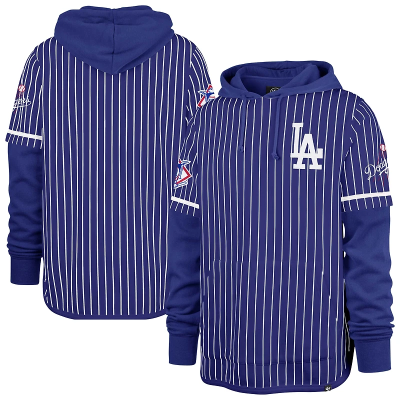 Sweat à capuche rayures doubles Royal Los Angeles Dodgers '47 pour hommes