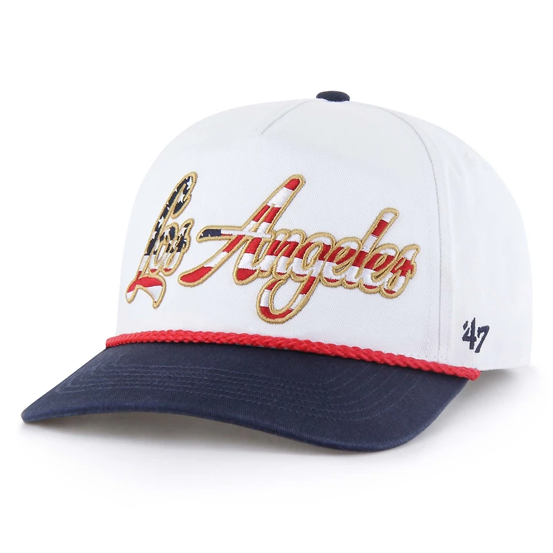 Casquette ajustable blanche patriotique à revers des Dodgers de Los Angeles de 1947 pour homme