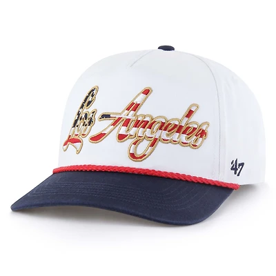 Casquette ajustable blanche patriotique à revers des Dodgers de Los Angeles de 1947 pour homme