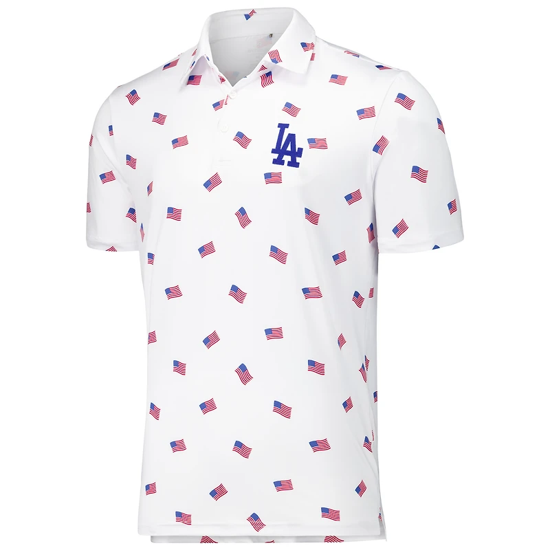 Men's Antigua White Los Angeles Dodgers  Americana Polo