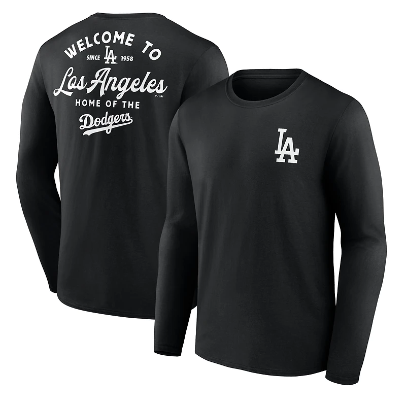 T-shirt à manches longues noir pour homme des Dodgers de Los Angeles