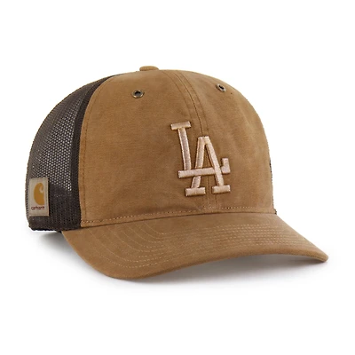 Men's Carhartt x '47 Brown Los Angeles Dodgers Dyed Trucker Adjustable Hat