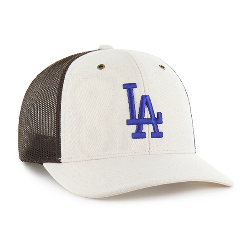 Men's Carhartt x '47 Natural/Brown Los Angeles Dodgers Undyed Trucker Adjustable Hat