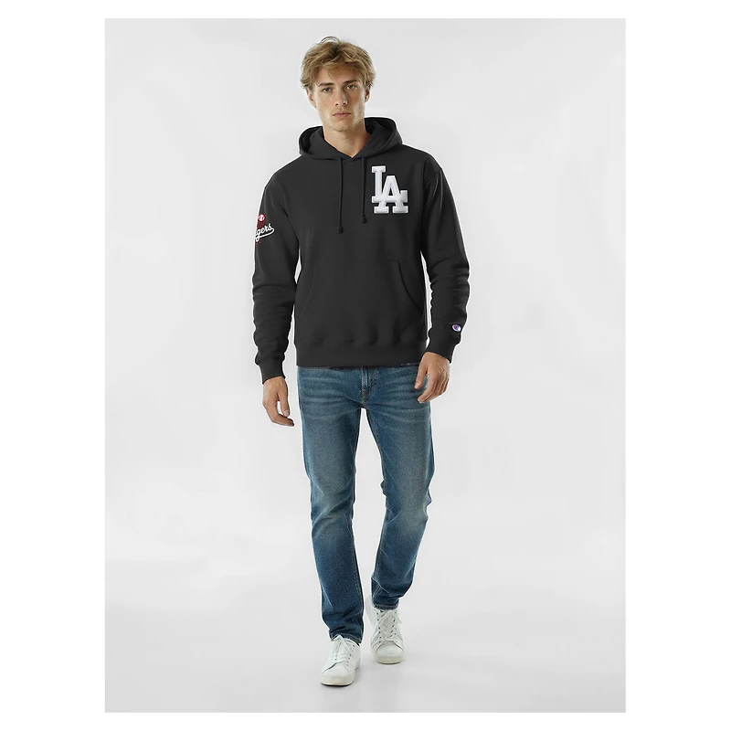 Men's Champion  Black Los Angeles Dodgers Reverse Weave Chenille Hoodie