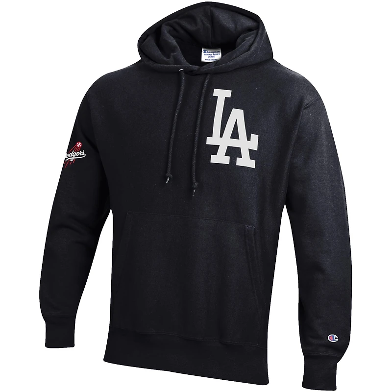 Men's Champion  Black Los Angeles Dodgers Reverse Weave Chenille Hoodie
