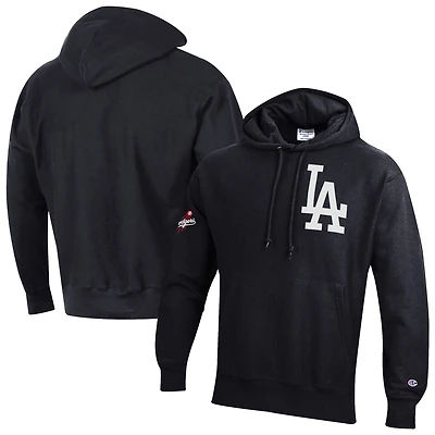 Men's Champion  Black Los Angeles Dodgers Reverse Weave Chenille Hoodie