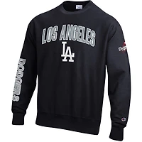 Men's Champion  Black Los Angeles Dodgers Reverse Weave Chenille Sweatshirt