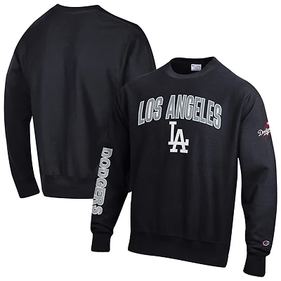 Men's Champion  Black Los Angeles Dodgers Reverse Weave Chenille Sweatshirt