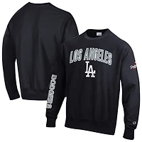 Men's Champion  Black Los Angeles Dodgers Reverse Weave Chenille Sweatshirt
