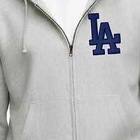 Men's Champion  Gray Los Angeles Dodgers Reverse Weave Chenille Full-Zip Hoodie