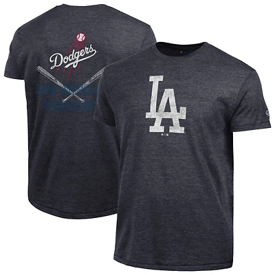 Men's Champion  Heather Black Los Angeles Dodgers Tri-Blend T-Shirt