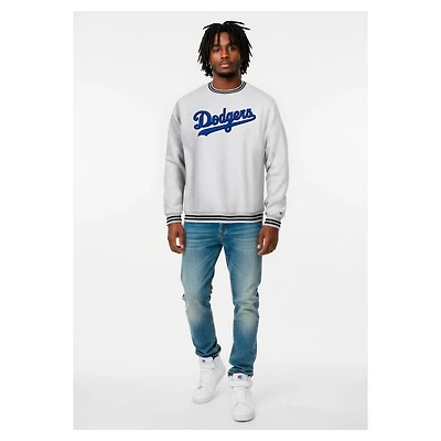 Men's Champion Heather Gray Los Angeles Dodgers Reverse Weave Sweatshirt