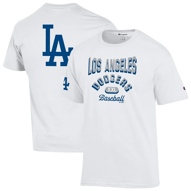 T-shirt blanc Champion des Dodgers de Los Angeles pour homme, maillot 3 coups sûrs