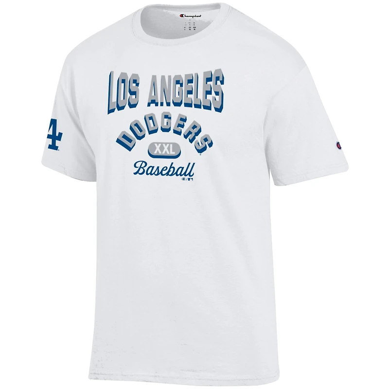T-shirt blanc Champion des Dodgers de Los Angeles pour homme, maillot 3 coups sûrs