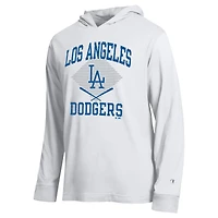 Men's Champion  White Los Angeles Dodgers Cooperstown Hooded Long-Sleeve T-Shirt