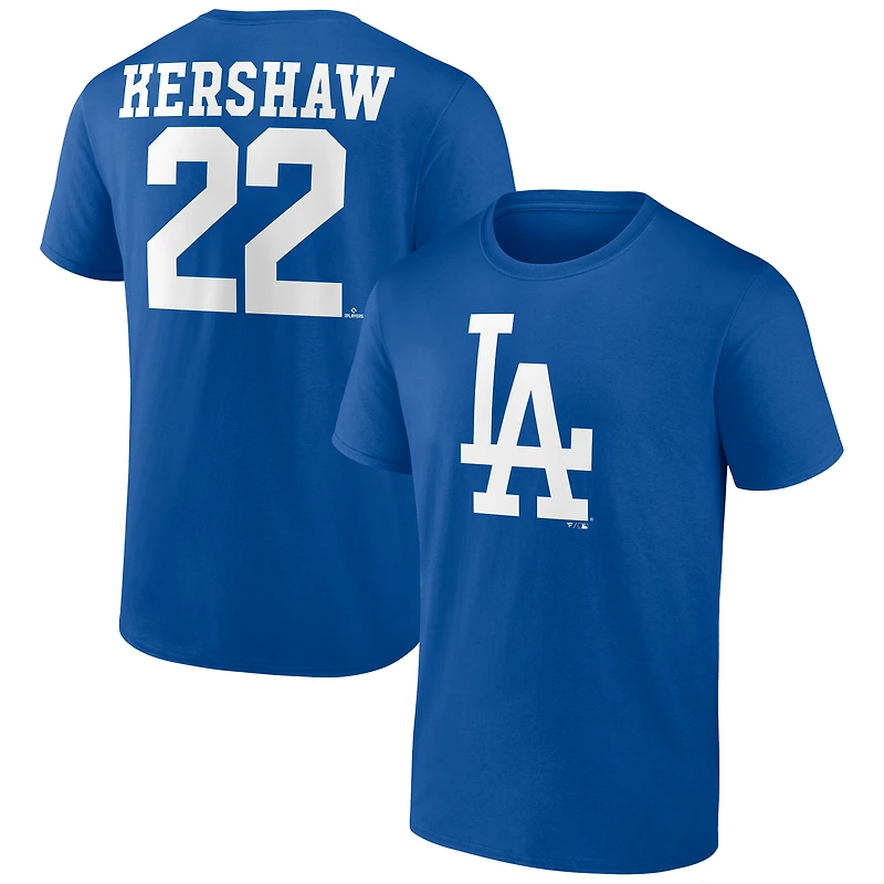 T-shirt Clayton Kershaw Royal pour homme, icône du joueur des Dodgers de Los Angeles