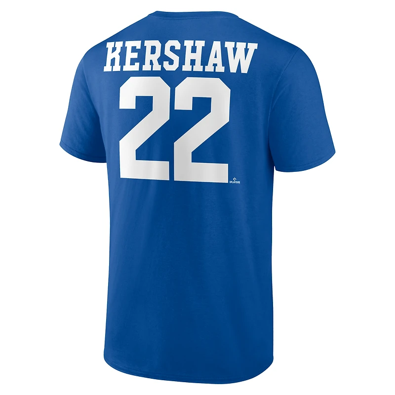 T-shirt Clayton Kershaw Royal pour homme, icône du joueur des Dodgers de Los Angeles