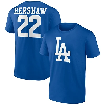 T-shirt Clayton Kershaw Royal pour homme, icône du joueur des Dodgers de Los Angeles
