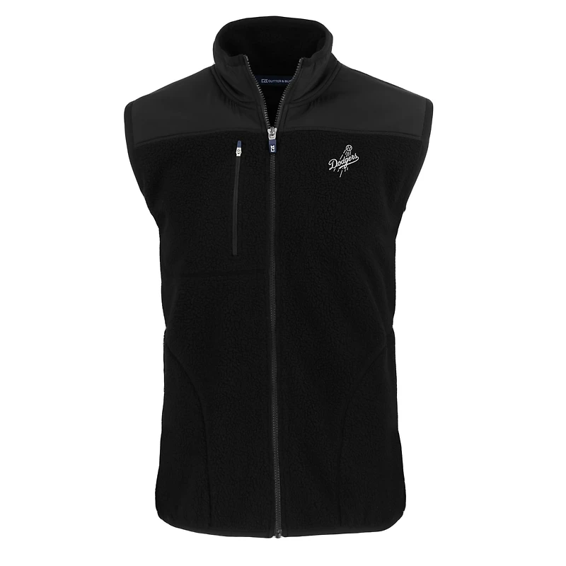 Gilet zippé en polaire Sherpa écologique Cascade pour homme, couleur noire, de coupe Cutter & Buck, des Los Angeles Dodgers, grande taille