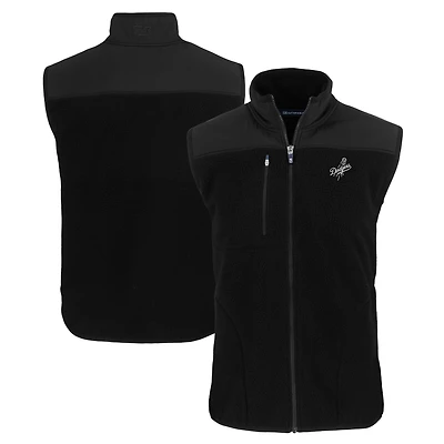 Gilet zippé en polaire Sherpa écologique Cascade pour homme, couleur noire, de coupe Cutter & Buck, des Los Angeles Dodgers, grande taille