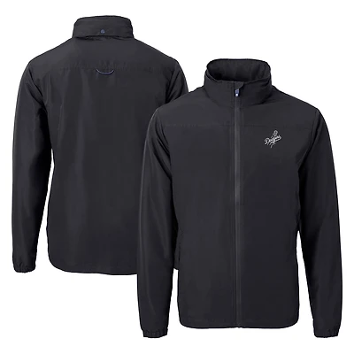 Veste zippée intégrale en tricot recyclé Cutter & Buck pour homme, couleur noire, Los Angeles Dodgers, taille grande et