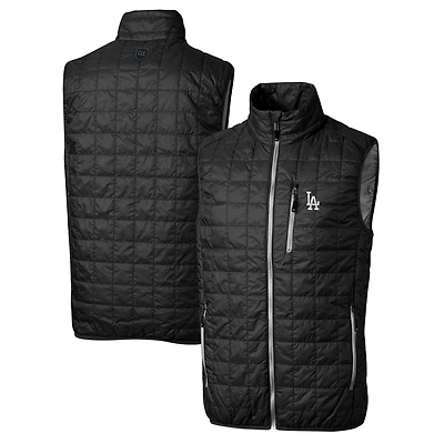 Doudoune zippée intégrale Cutter & Buck noire Los Angeles Dodgers Grandes Tailles Rainier pour homme