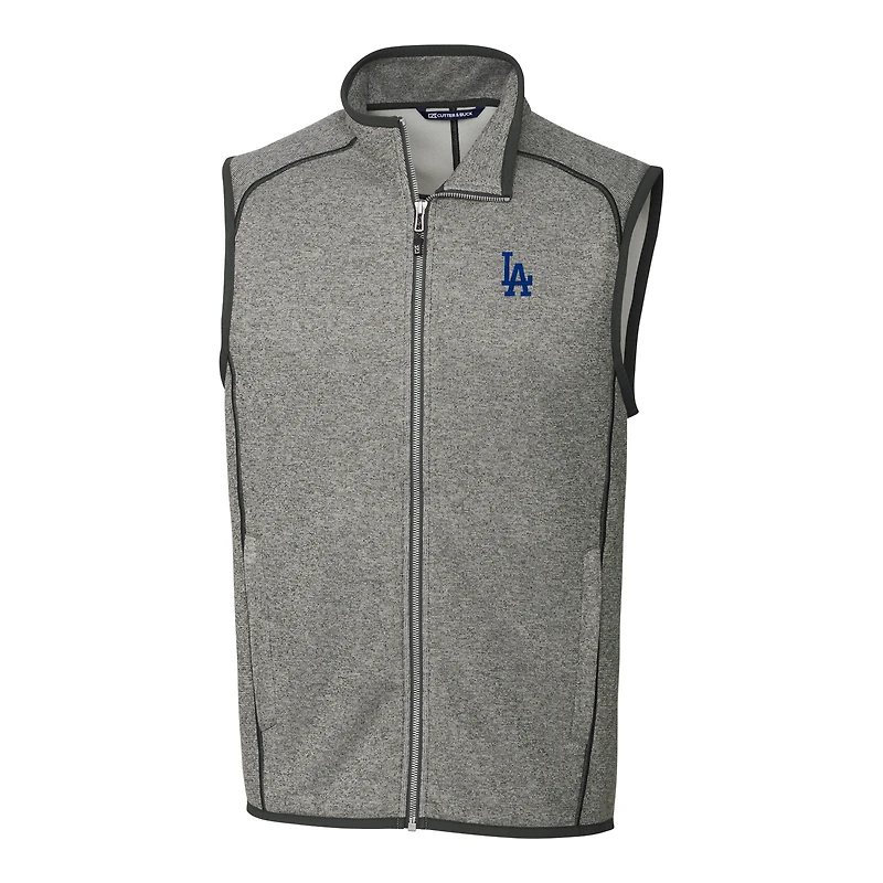 Gilet zippé intégral pour homme, gris Cutter & Buck, Los Angeles Dodgers, taille grande et