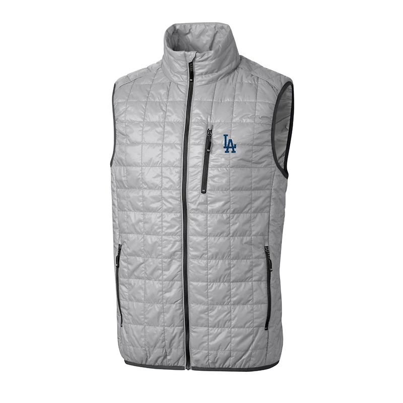 Gilet doudoune zippé Rainier pour homme, gris, de la collection Cutter & Buck des Los Angeles Dodgers, grande taille