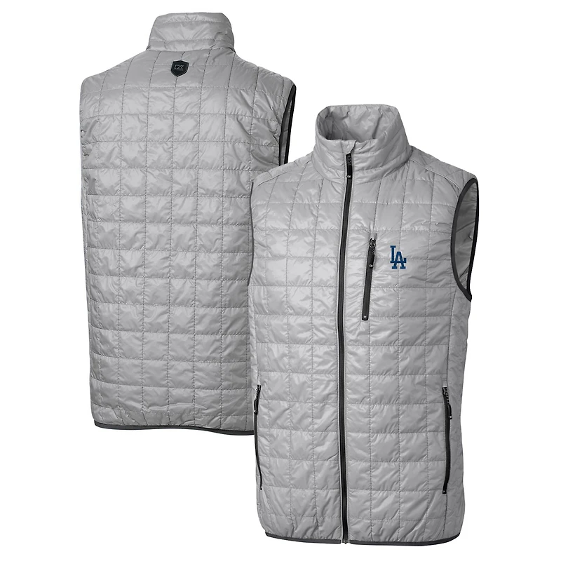 Gilet doudoune zippé Rainier pour homme, gris, de la collection Cutter & Buck des Los Angeles Dodgers, grande taille