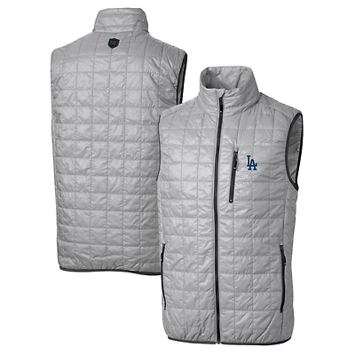 Gilet doudoune zippé Rainier pour homme, gris, de la collection Cutter & Buck des Los Angeles Dodgers, grande taille
