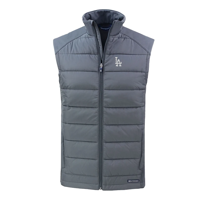 Men's Cutter & Buck Gray Los Angeles Dodgers Evoke Hybrid Eco Softshell Recycled Full-Zip Vest